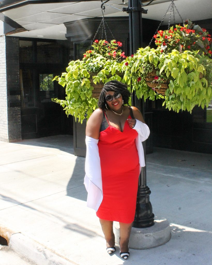 plus size woman in the slip dress trend